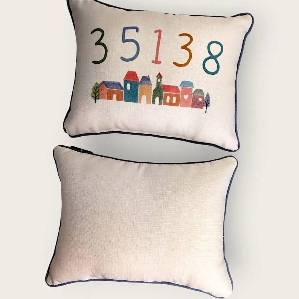 Little Birdie Creative Pillows Home Decor Zip Codes Travel Colorful 20x14 NWT‎